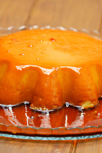 Finished 2 ingredient yogurt flan ready to serve.