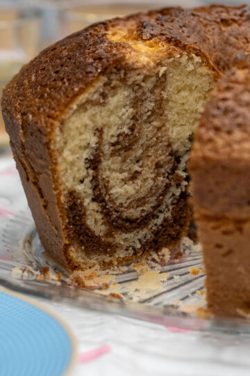 Sliced homemade marble cake